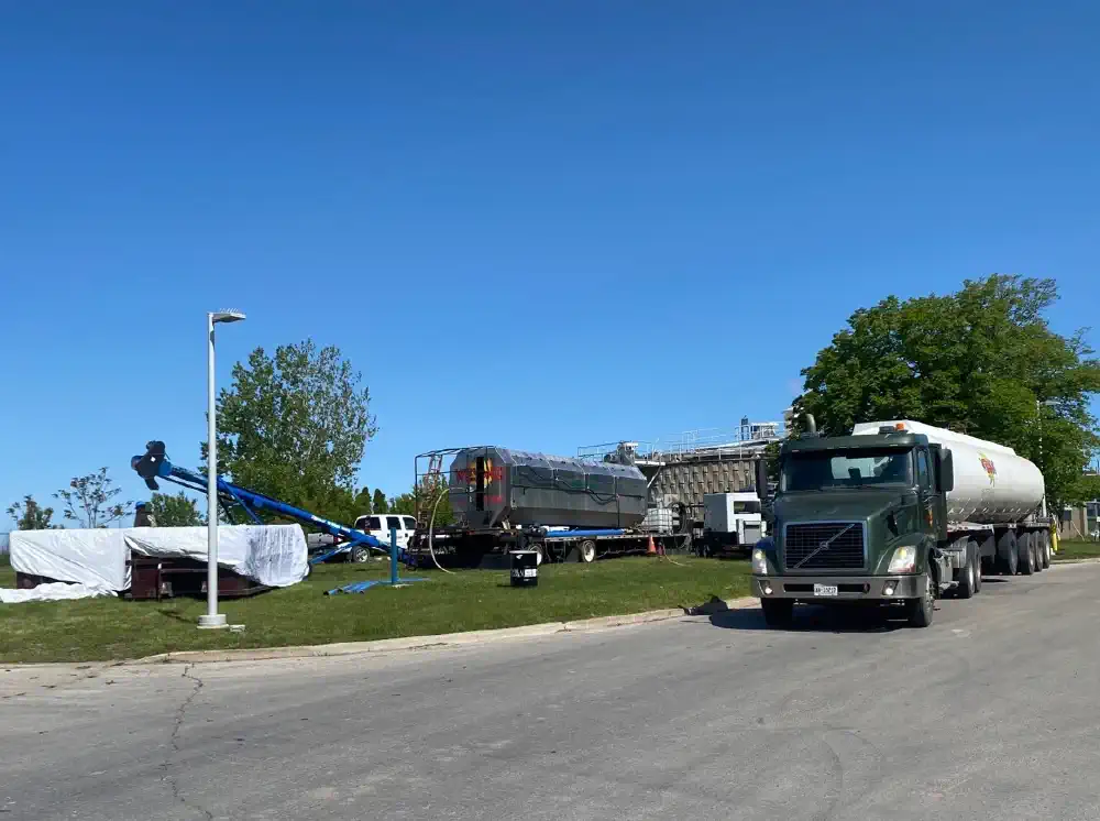 Truck hauling from a digester clean out project
