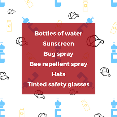 listing of safety items used in the summer